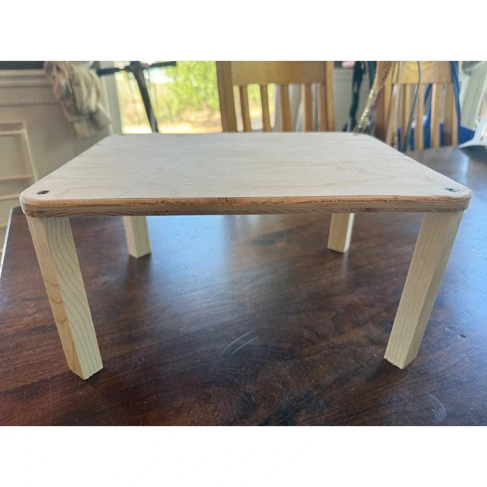 Handmade Wooden Small Animal Platform Elevated Hamster Cage Stand Natural Wood